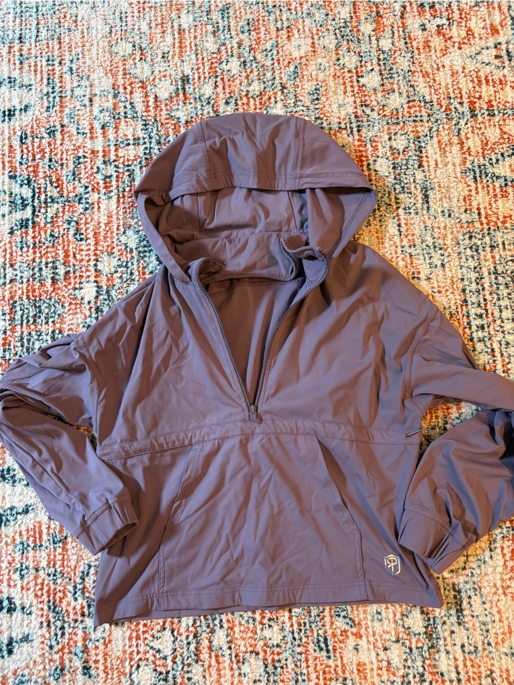 Purple Hooded Lightweight Jacket with Logo